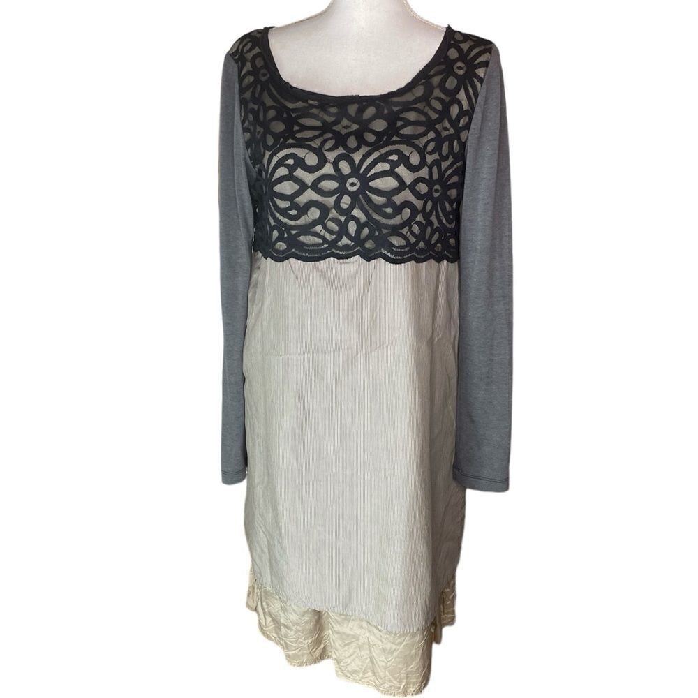 Neesh by D.A.R. Wm’s Sz Med Multi Color Black Overlay Multi Layered Midi Dress